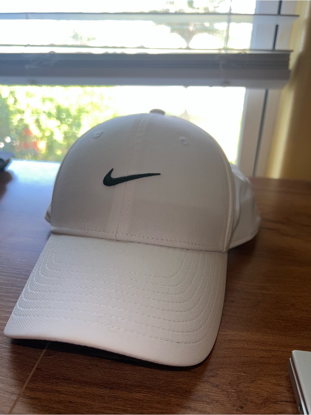 Nike White Baseball Cap with Green Swoosh